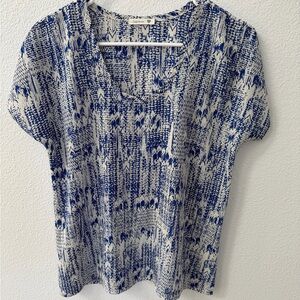 Soprano Navy and Cream Patterned Blouse